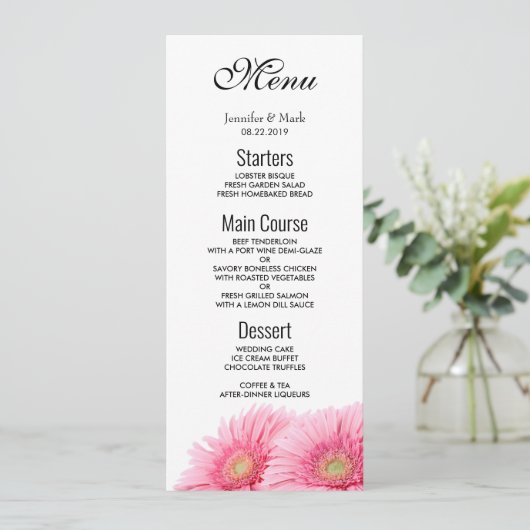 ピンクガーベラデイジーエレガント写真 招待状 (スタンド正面)