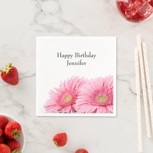 ピンクガーベラデイジーエレガント撮影誕生日 スタンダードカクテルナプキン (インサイチュ)