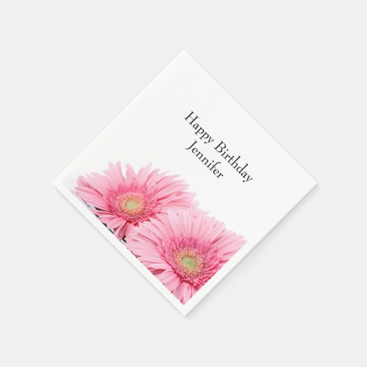 ピンクガーベラデイジーエレガント撮影誕生日 スタンダードカクテルナプキン (角)