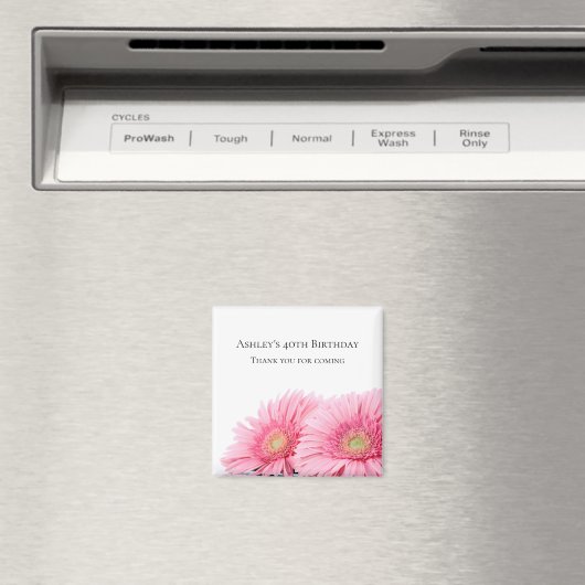 ピンクガーベラデイジーエレガント撮影誕生日 マグネット (インサイチュ (食洗機))