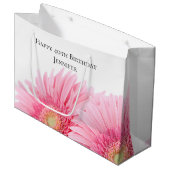 ピンクガーベラデイジーエレガント撮影誕生日 ラージペーパーバッグ (正面アングル)