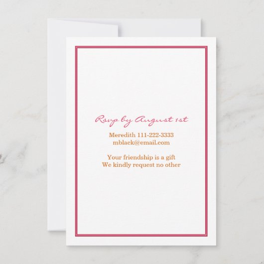 ピンクガーベラデイジーオレンジリボン60誕生日 招待状 (裏面)