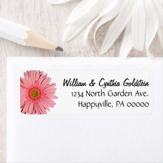 ピンクガーベラデイジーカスタム住所 シール (インサイチュ)