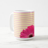 ピンクガーベラデイジーキャンディストライプコーヒーマグ コーヒーマグカップ (正面左)