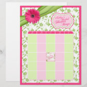 ピンクガーベラデイジーグリーンフローラブライダルシャワービンゴ (正面/裏面)