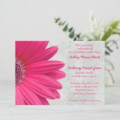 ピンクガーベラデイジーグレーグレー結婚式招待状 招待状 (スタンド正面)