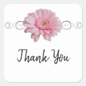 ピンクガーベラデイジーサンキューステッカー スクエアシール (正面)