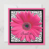 ピンクガーベラデイジースウィート16誕生日招待状 招待状 (正面)