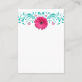 ピンクガーベラデイジーターコイズフローラ披露宴カード エンクロージャーカード (裏面)