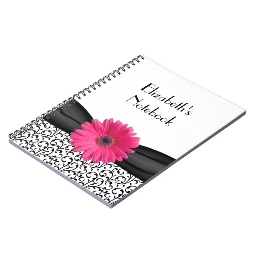 ピンクガーベラデイジーダマスクノパーソナライズされたートブック ノートブック (左側)