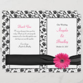 ピンクガーベラデイジーダマスクフローラ結婚式 プログラム (正面/裏面)