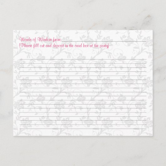 ピンクガーベラデイジーダマスク卒業アドバイス アドバイスカード (裏面)