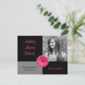 ピンクガーベラデイジーファンキー写真卒業 招待状 (スタンド正面)