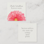 ピンクガーベラデイジーフラワーエッグシェルホワイト スクエア名刺 (正面/裏面)