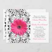 ピンクガーベラデイジーフローラ結婚式招待状 招待状 (正面/裏面)