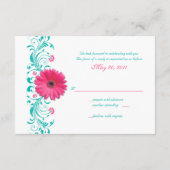 ピンクガーベラデイジーフローラ返信カード 出欠カード (裏面)