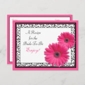 ピンクガーベラデイジーブライダルシャワーレシピカード ポストカード (正面/裏面)