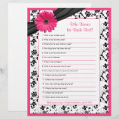 ピンクガーベラデイジーブラックフローラブライダルシャワーゲーム (正面/裏面)