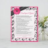 ピンクガーベラデイジーブラックフローラブライダルシャワーゲーム (スタンド正面)