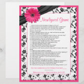 ピンクガーベラデイジーブラックフローラブライダルシャワーゲーム (正面/裏面)