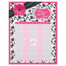 ピンクガーベラデイジーブラックフローラブライダルシャワービンゴ