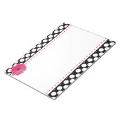 ピンクガーベラデイジーブラック&ホワイトドット ノートパッド (アングル)