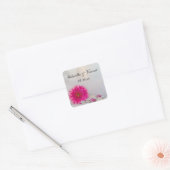 ピンクガーベラデイジーボタン結婚の封筒用シール スクエアシール (封筒)