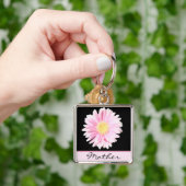 ピンクガーベラデイジーマザーキーチェーン キーホルダー (手)