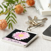 ピンクガーベラデイジーマザーキーチェーン キーホルダー (側面)