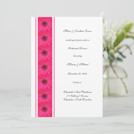 ピンクガーベラデイジーリハーサルディナー招待状 招待状 (スタンド正面)