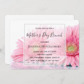 ピンクガーベラデイジー写真母の日ブランチ 招待状 (正面/裏面)