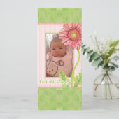 ピンクガーベラデイジー写真誕生発表 案内状 (スタンド正面)