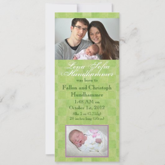 ピンクガーベラデイジー写真誕生発表 案内状 (裏面)