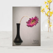 ピンクガーベラデイジー感謝していユー カード (黄色い花)