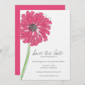 ピンクガーベラデイジー日付の保存 セーブザデート (正面/裏面)