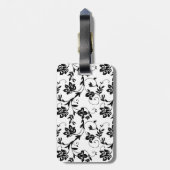 ピンクガーベラデイジー白黒ダマスクフローラ ラゲッジタグ (裏面縦)