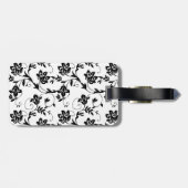 ピンクガーベラデイジー白黒ダマスクフローラ ラゲッジタグ (裏面横)