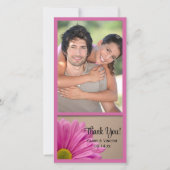 ピンクガーベラデイジー結婚の感謝フォトカード サンキューカード (正面)