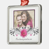 ピンクガーベラデイジー結婚ズラブフェイヴオーナメント メタルオーナメント (左)