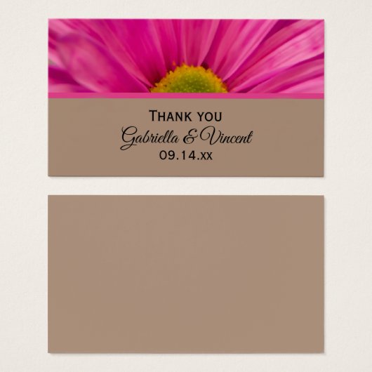 ピンクガーベラデイジー結婚式の引き出物ラベル (正面&裏面)