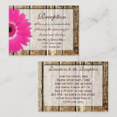 ピンクガーベラデイジー結婚式レセプションディレクションカード エンクロージャーカード (正面/裏面)