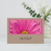 ピンクガーベラデイジー花結婚式RSVPカード 出欠カード (スタンド正面)