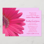 ピンクガーベラデイジー薄紫パープル結婚式招待状 招待状 (正面/裏面)