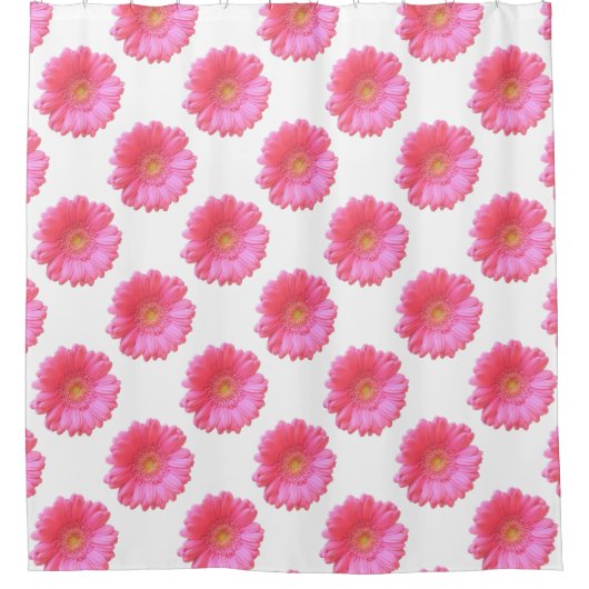 ピンクガーベラデイジー シャワーカーテン (正面)