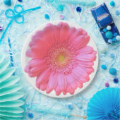 ピンクガーベラデイジー ペーパープレート (パーティー)