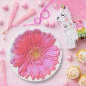 ピンクガーベラデイジー ペーパープレート (パーティー)