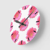 ピンクガーベラデイジー ラウンド壁時計 (傾斜)