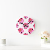 ピンクガーベラデイジー ラウンド壁時計 (ホーム)