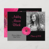 ピンクガーベラフォトディセーション招待状 招待状 (正面/裏面)
