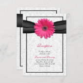 ピンクガーベラ黒いリボン結婚式レセプションインサート エンクロージャーカード (正面/裏面)